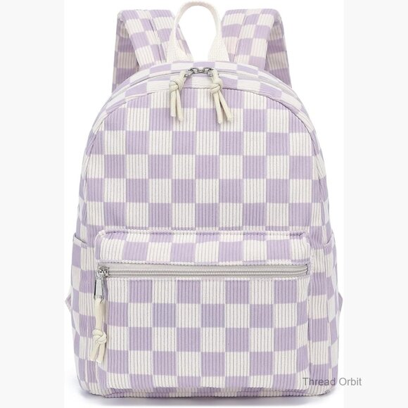 Corduroy Mini Backpack Daypack with Multiple Pockets for School Travel main image 6